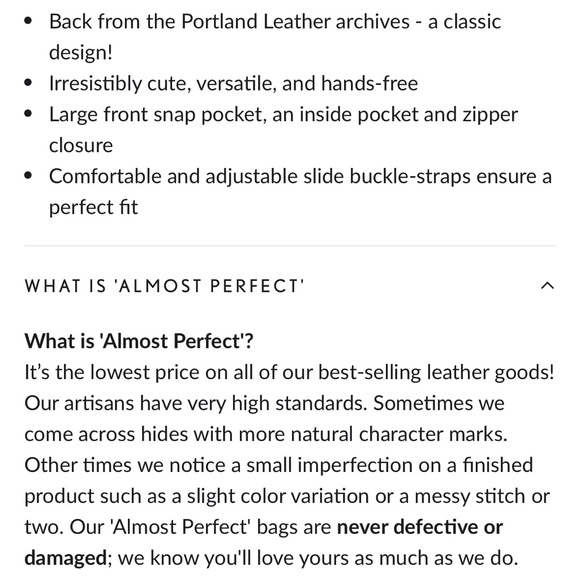 🎉HP🎉 Portland Leather Goods ‘Almost Perfect’ Snap Mini Backpack in Chestnut - Picture 9 of 9
